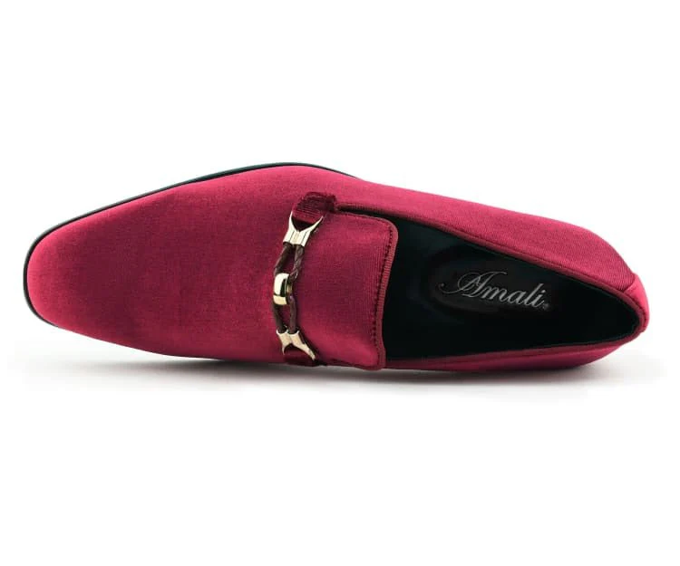 Amali Aller Men's Velvet Slippers Burgundy Velvet - Image 4