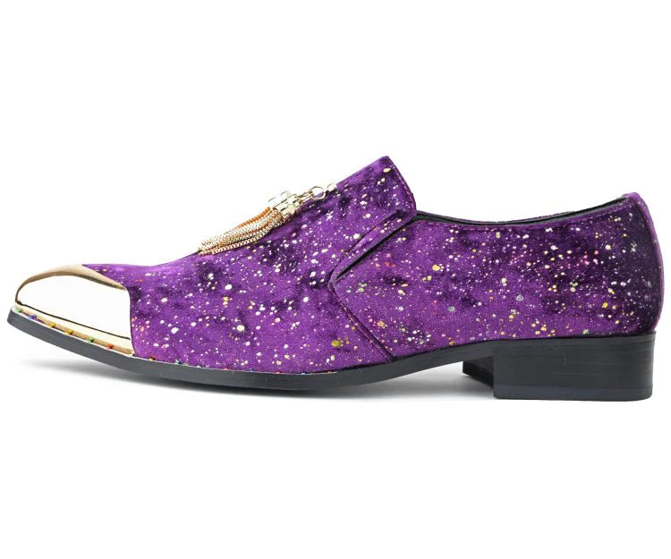 Amali Chaz Purple Men's Glitter Dress Shoes With Tassels - Image 3