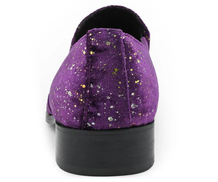 Amali Chaz Purple Men's Glitter Dress Shoes With Tassels - Image 5