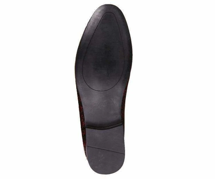 Amali Erin Red Paisley Glitter Tuxedo Slippers For Women - Image 4