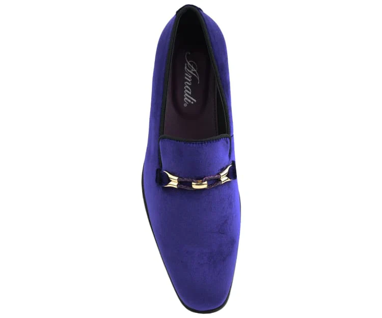 Amali Navy Luxe Velvet Loafers Men’s Velvet - Image 4