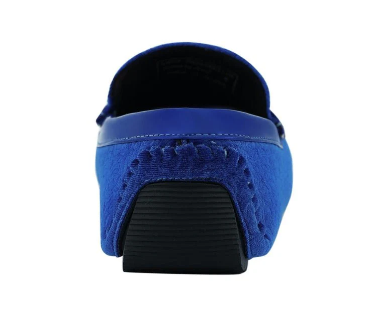 Amali Roberto Royal Velvet Dress Shoes Men’s Blue Moccasins - Image 5