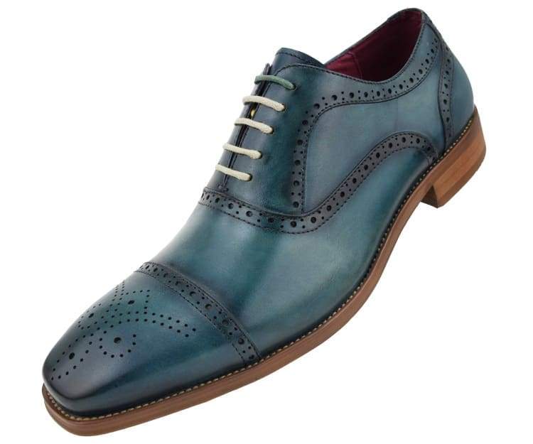 Asher Green AG114 Men's Teal Leather Lace Up Dress Shoes - Image 3