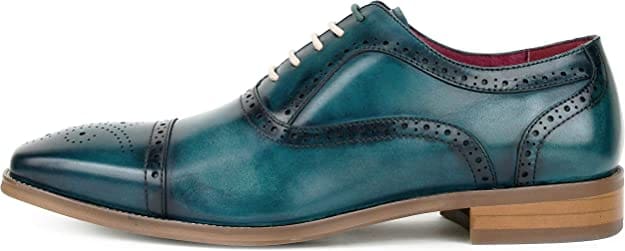 Asher Green AG114 Men's Teal Leather Lace Up Dress Shoes - Image 4