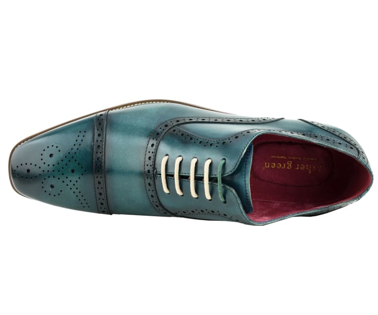 Asher Green AG114 Men's Teal Leather Lace Up Dress Shoes - Image 5