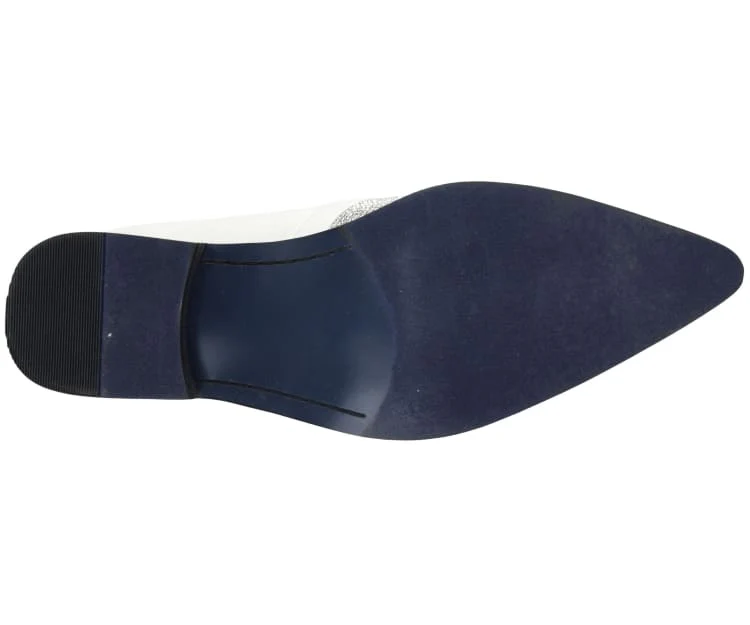 Bolano Dezzy White Rhinestone Men’s Suede Tuxedo Slippers - Image 6