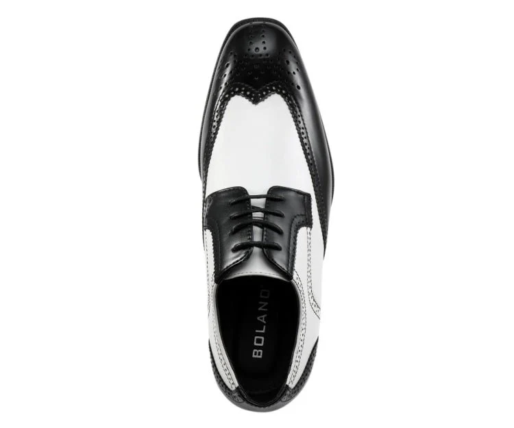 Bolano Elwyn Men’s Black & White Leather Derby Shoes – Classic Two-Tone Craft with Clean Modern Dress Style - Image 4