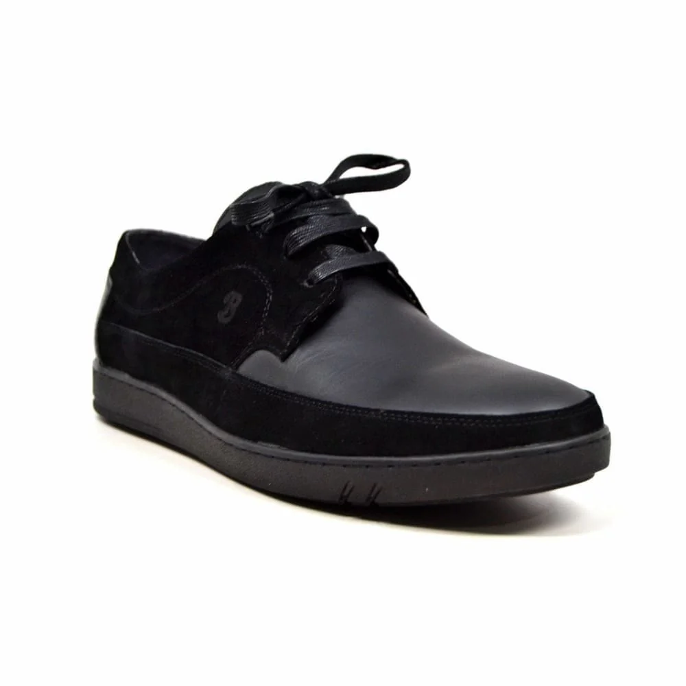 British Walkers Bristol Bally Style Men's Black Leather and Suede Low Top Sneakers - Image 3