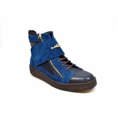 British Walkers Empire Men’s Navy Blue Leather Crepe-Sole High-Top Boots – Handcrafted Classic with Modern British Edge - Image 6