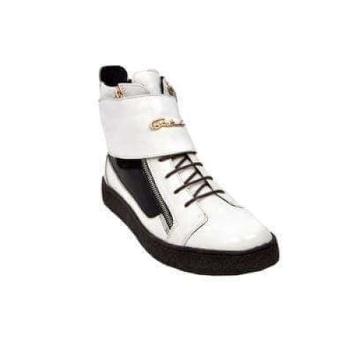 British Walkers Empire Men’s White & Black Leather Crepe-Sole High-Top Boots – Handcrafted Two-Tone Classic with Bold British Style - Image 3