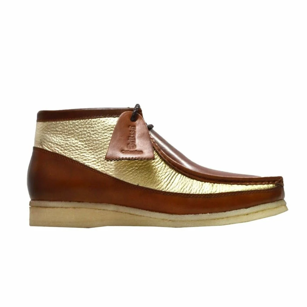 British Walkers Walker 100 – Cognac & Gold Leather Men’s Chukka Boot | Opulent Two-Tone Craft with Timeless British Prestige - Image 3