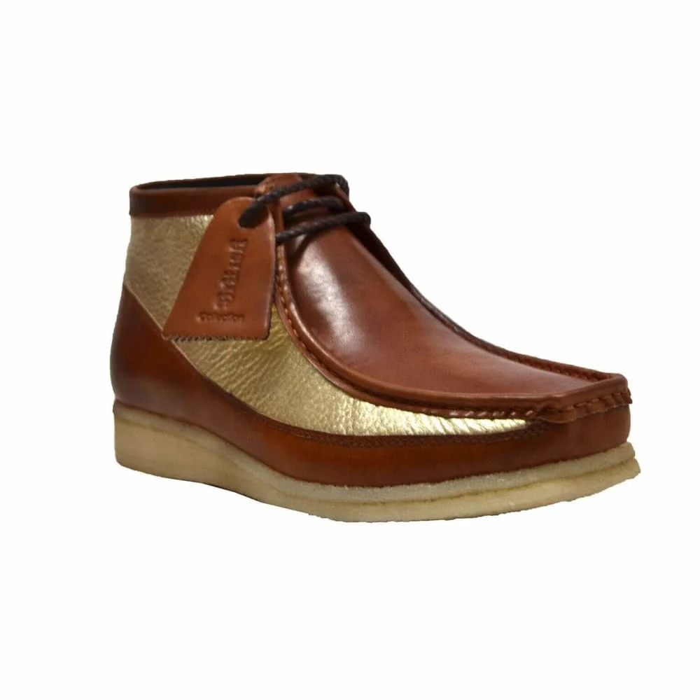 British Walkers Walker 100 – Cognac & Gold Leather Men’s Chukka Boot | Opulent Two-Tone Craft with Timeless British Prestige - Image 4