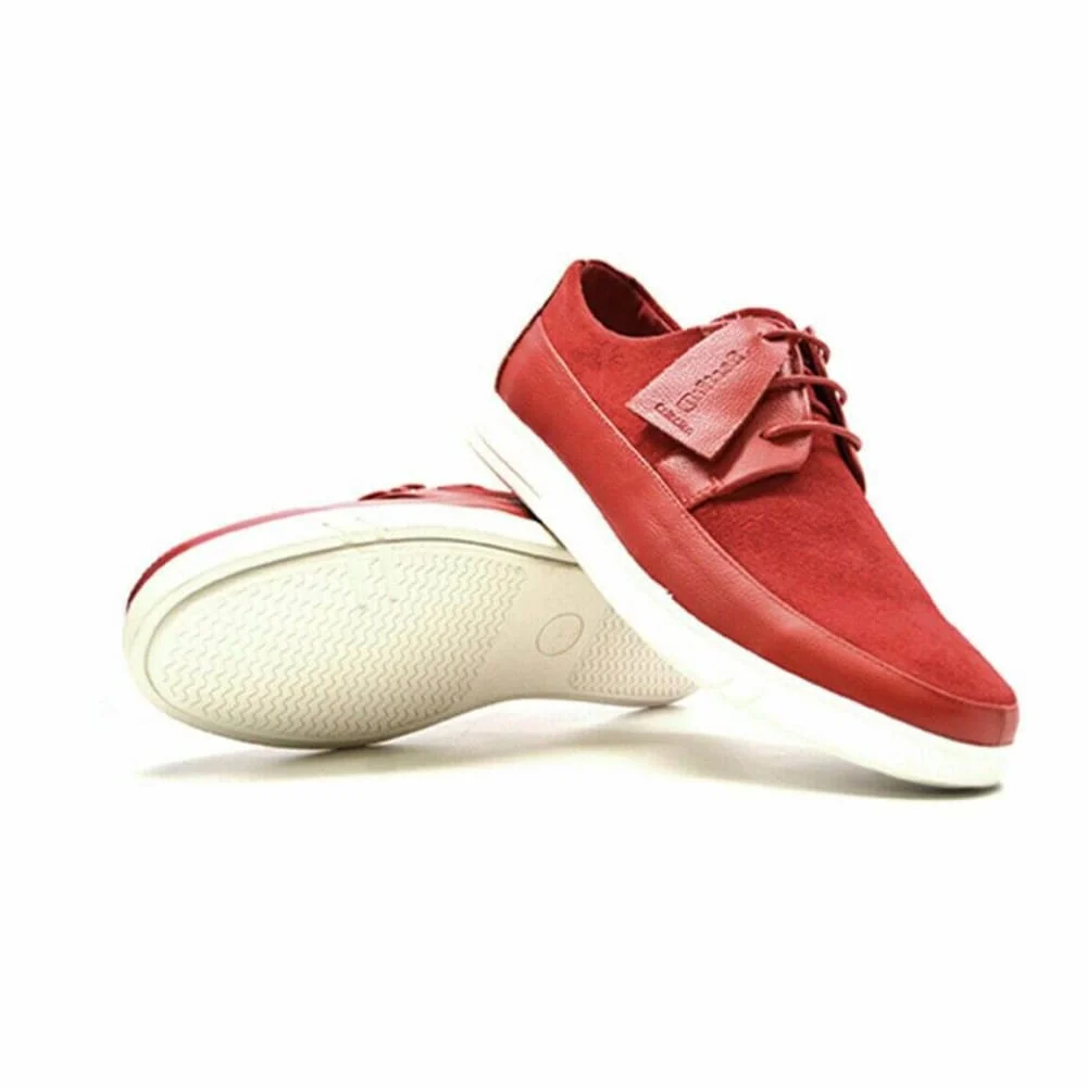 British Walkers Westminster Bally Style Men's Red Leather and Suede Low Top Sneakers - Image 4