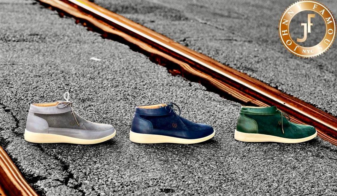 Johnny Famous Bally Style Central Park Men’s High Tops – Navy Blue Suede and Leather – Vintage 80s Vibe - Image 6