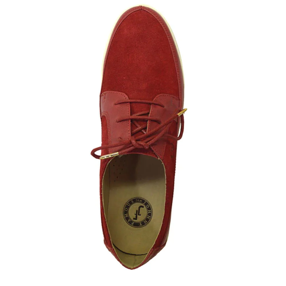 Johnny Famous Bally Style Park West Men’s Low Tops – Red Suede and Leather – Vintage 80s Vibe - Image 3