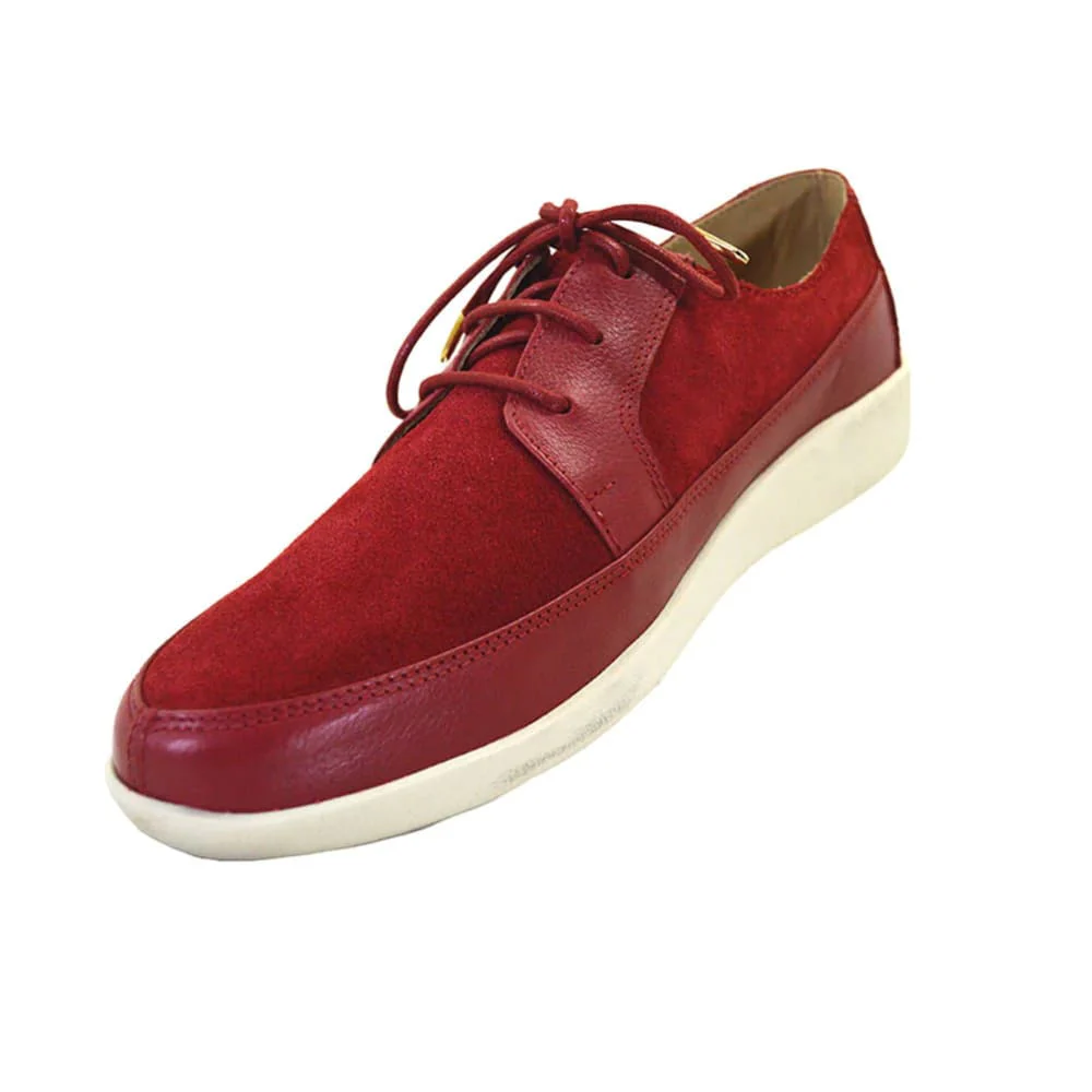 Johnny Famous Bally Style Park West Men’s Low Tops – Red Suede and Leather – Vintage 80s Vibe - Image 4