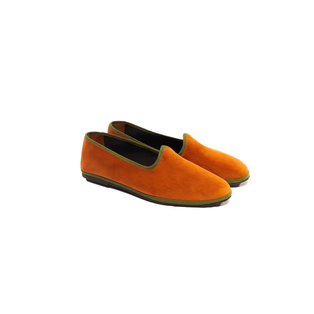 Mar Soreli Friulane Ballet Flats Women’s Velvet Apricot And Green - Image 3