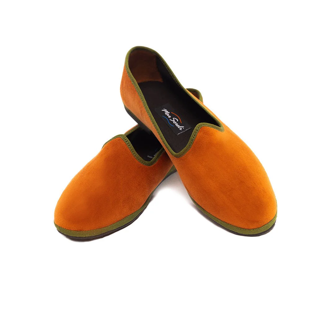 Mar Soreli Friulane Ballet Flats Women’s Velvet Apricot And Green - Image 5