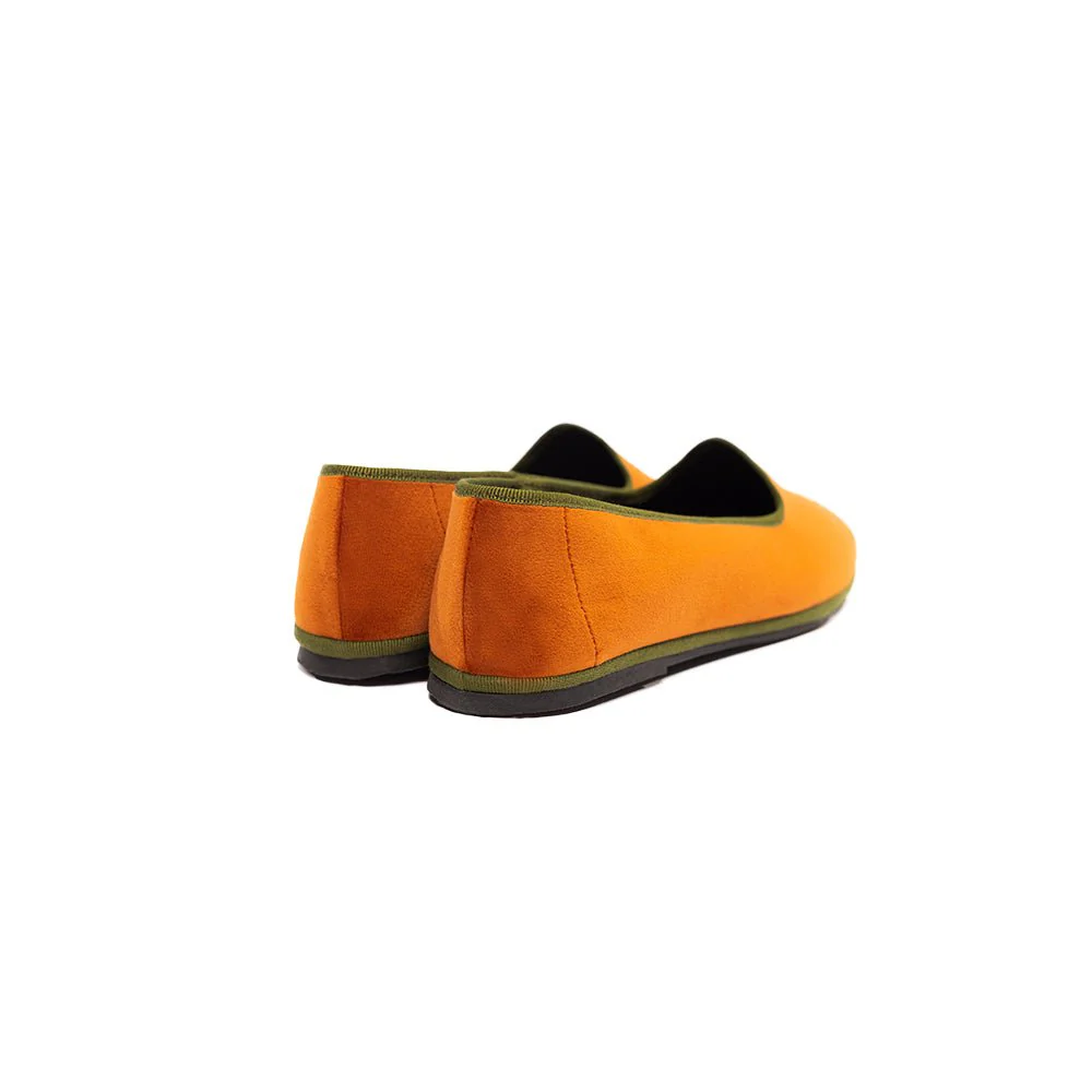 Mar Soreli Friulane Ballet Flats Women’s Velvet Apricot And Green - Image 7