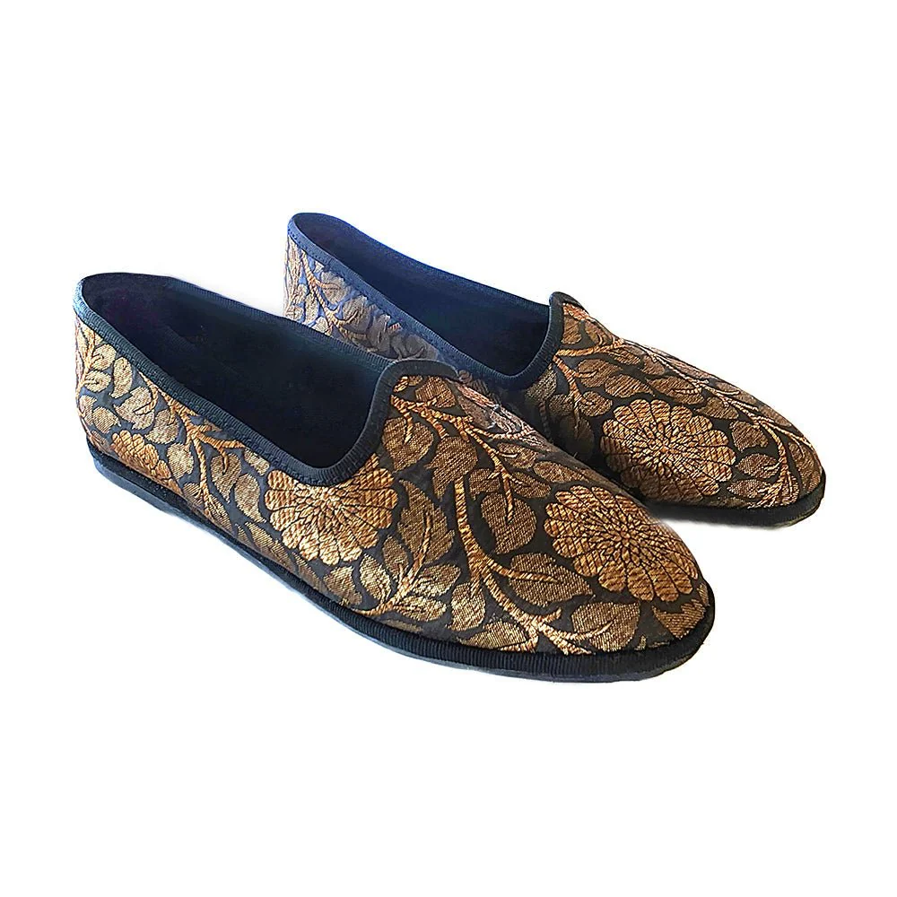 Sapna Friulana Silk Jacquard Ballet Flat Women’s Black Gold - Image 3